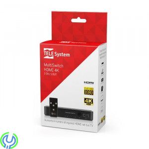 TELE System HDMI multiswitch 3 in / 1 out, 4K HDMI-omkopplare, 3 in / 1 out TELESYSTEM TS 3 to 1 HDMI Switch, Ljud & bild, , Tel