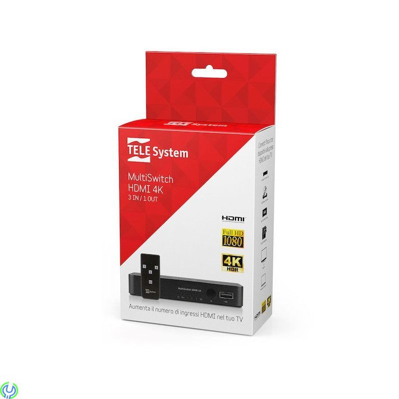 TELE System HDMI multiswitch 3 in / 1 out, 4K HDMI-omkopplare, 3 in / 1 out TELESYSTEM TS 3 to 1 HDMI Switch, Ljud & bild, , Tel