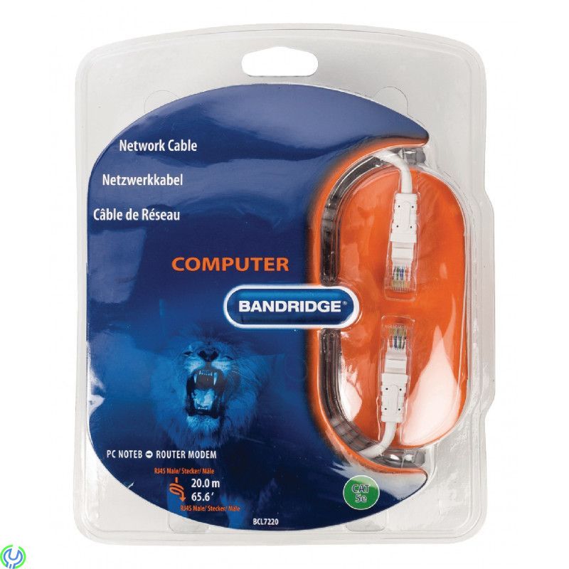 Bandridge - CAT5e UTP Nätverkskabel RJ45, 20.0 m Vit, Bandridge - CAT5e UTP Nätverkskabel RJ45, 20.0 m Vit, Nätverk, , Bandridge
