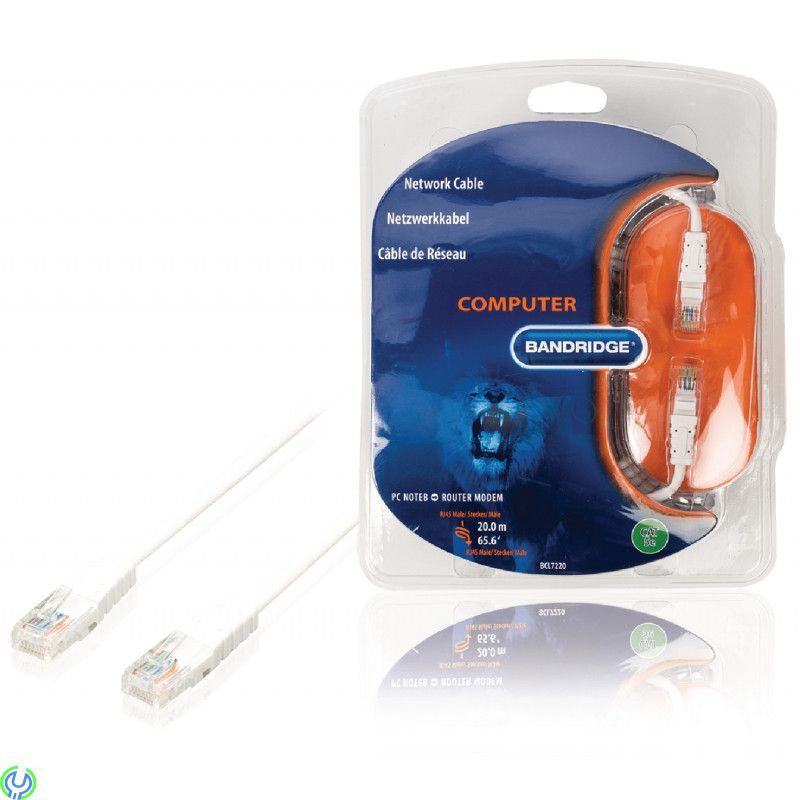 Bandridge - CAT5e UTP Nätverkskabel RJ45, 20.0 m Vit, Bandridge - CAT5e UTP Nätverkskabel RJ45, 20.0 m Vit, Nätverk, , Bandridge