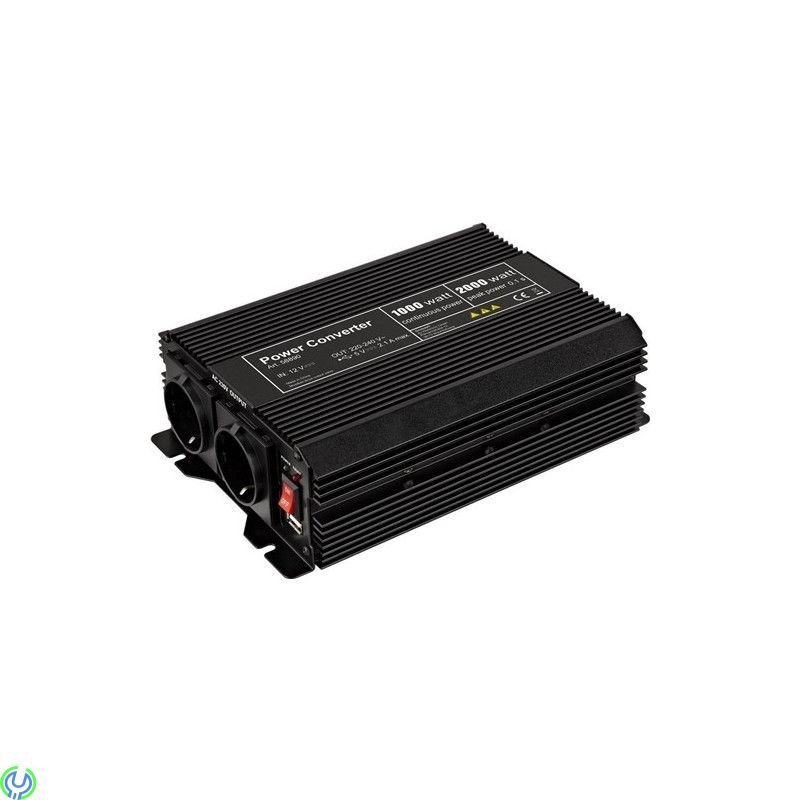 Modifierad inverter, Sinusvågs-Omvandlar 1000W, Omvandlar 230V utrustning till bil- eller båtbatteri., Modifierad Sinusvåg, , Go