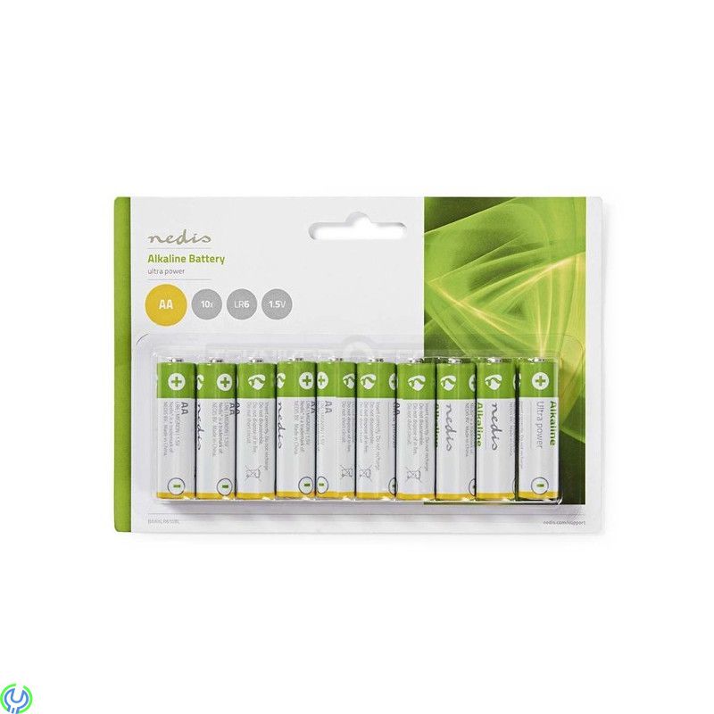 Alkaliskt batteri AA 1,5V, 10 pack, Nedis Alkaliskt batteri AA 1,5V, 10 pack, Alkaliska Batterier, , Nedis