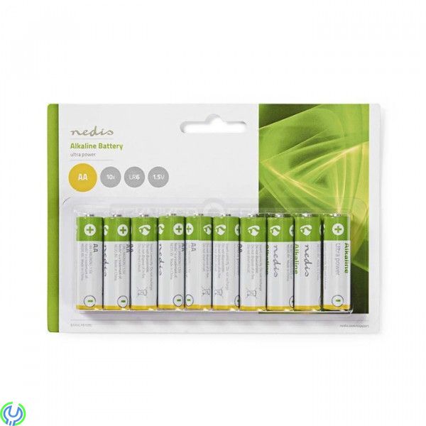 Alkaliskt batteri AA 1,5V, 10 pack, Nedis Alkaliskt batteri AA 1,5V, 10 pack, Alkaliska Batterier, , Nedis