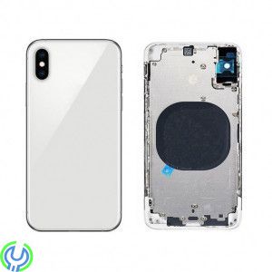 IPHONE XS BAKSIDA KOMPLETT ORIGINAL- Vit, IPhone XS Komplett Baksida i Glas med Ram - Silver, iPhone XS, , 