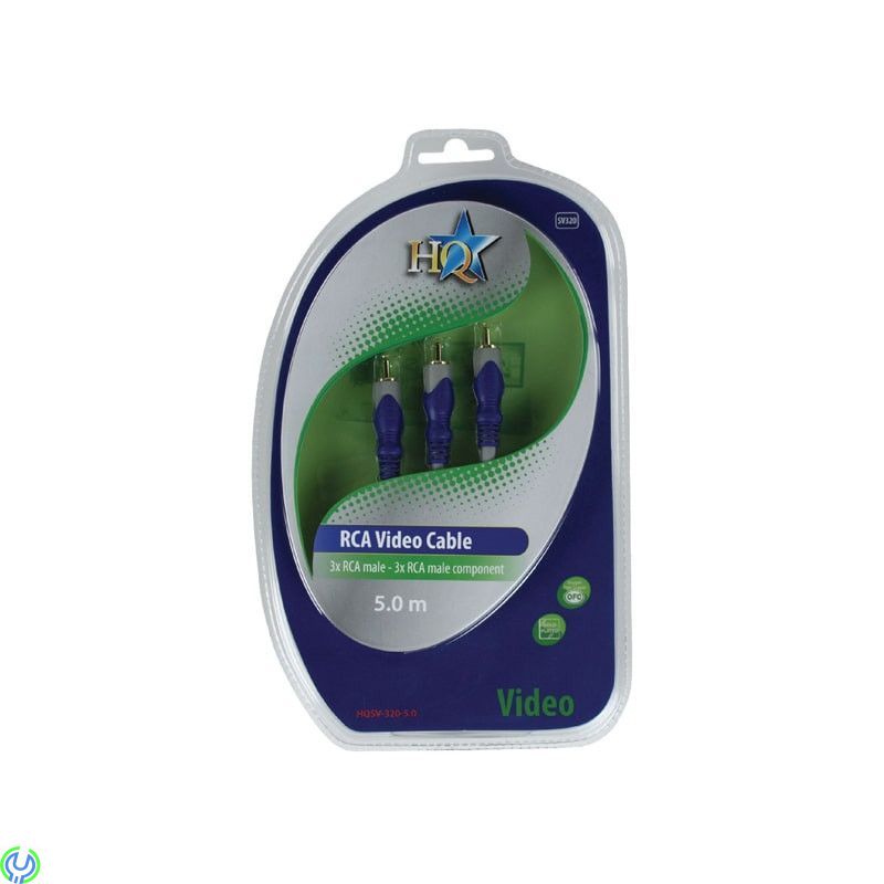 Komponentvideokabel 3x RCA Hane 5.00 m Grå, Komponentvideokabel 3x RCA Hane - 3x RCA Hane 5.00 m Grå, RCA AUDIO/VIDEO, , HQ