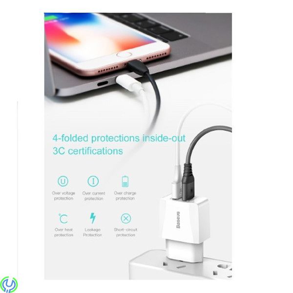 Baseus Travel Charger 2xUSB 2,1A, En slimmad och kompakt reseladdare som kan ladda flera enheter samtidigt., Kablar & Laddare, ,