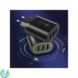 Väggladdare 3xUSB QC 3.0, svart, Väggladdare 3xUSB QC 3.0 (BK373) svart, Adapter, , Elgruvan