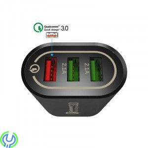 Väggladdare 3xUSB QC 3.0, svart, Väggladdare 3xUSB QC 3.0 (BK373) svart, Adapter, , Elgruvan