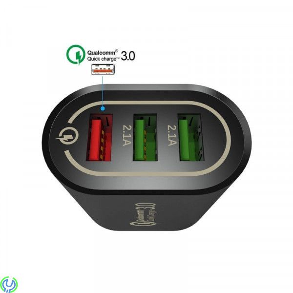 Väggladdare 3xUSB QC 3.0, svart, Väggladdare 3xUSB QC 3.0 (BK373) svart, Adapter, , Elgruvan