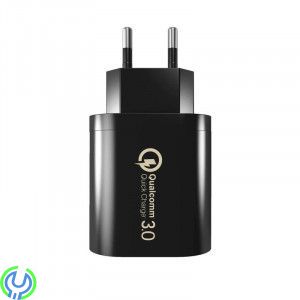 Väggladdare 3xUSB QC 3.0, svart, Väggladdare 3xUSB QC 3.0 (BK373) svart, Adapter, , Elgruvan