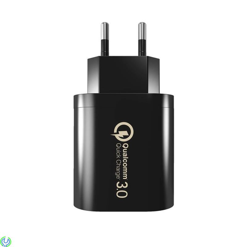 Väggladdare 3xUSB QC 3.0, svart, Väggladdare 3xUSB QC 3.0 (BK373) svart, Adapter, , Elgruvan