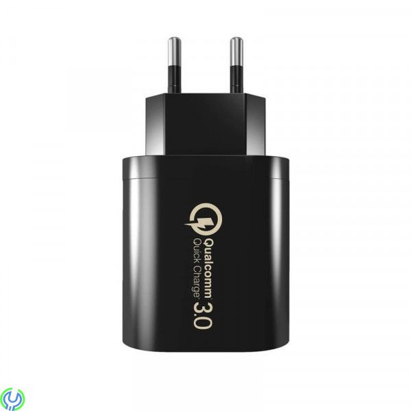 Väggladdare 3xUSB QC 3.0, svart, Väggladdare 3xUSB QC 3.0 (BK373) svart, Adapter, , Elgruvan