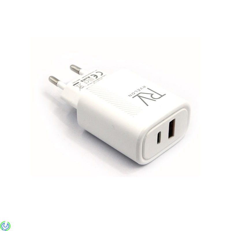 20W adapterladdare, 2 ut USB + typ C, The amazing RVELON supersnabb Adapter Charger is of the Best Quality., Adapter, , RVELON