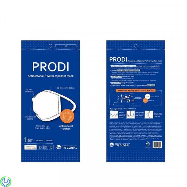 Antibakteriell Mun & Andningsskydd, Medium, Vit, Antibakteriell Mun & Andningsskydd Återanvändbar PRODI, Vit, Hygien/Skyddsvisir