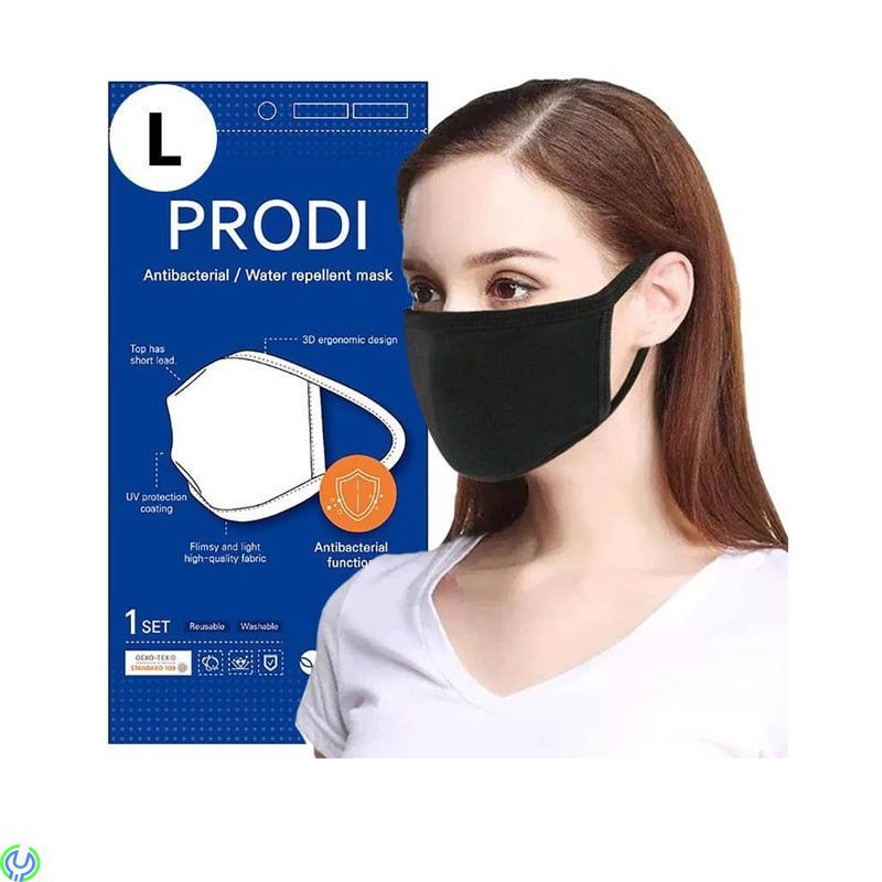 Antibakteriell Mun & Andningsskydd, Large, Svart, Antibakteriell Mun & Andningsskydd Återanvändbar PRODI, storlek L, Hygien/Skyd