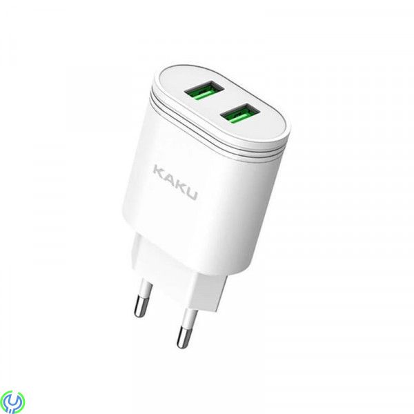 12W Väggladdare 2,4A 2xUSB Dual Port, vit, Väggladdare 12W 2,4A 2xUSB Dual Port, vit, Adapter, , KAKU