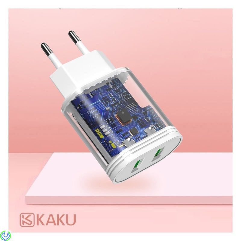 12W Väggladdare 2,4A 2xUSB Dual Port, vit, Väggladdare 12W 2,4A 2xUSB Dual Port, vit, Adapter, , KAKU