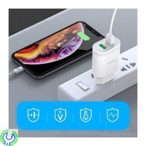 12W Väggladdare 2,4A 2xUSB Dual Port, vit, Väggladdare 12W 2,4A 2xUSB Dual Port, vit, Adapter, , KAKU