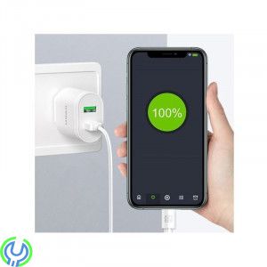 12W Väggladdare 2,4A 2xUSB Dual Port, vit, Väggladdare 12W 2,4A 2xUSB Dual Port, vit, Adapter, , KAKU