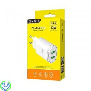 12W Väggladdare 2,4A 2xUSB Dual Port, vit, Väggladdare 12W 2,4A 2xUSB Dual Port, vit, Adapter, , KAKU