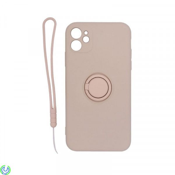 iPhone 11Pro Mjuk silikonfodral, rosa, Mjuk silikonfodral för iPhone 11 Pro med magnetisk ring hållare., iPhone 11 modeller, , E