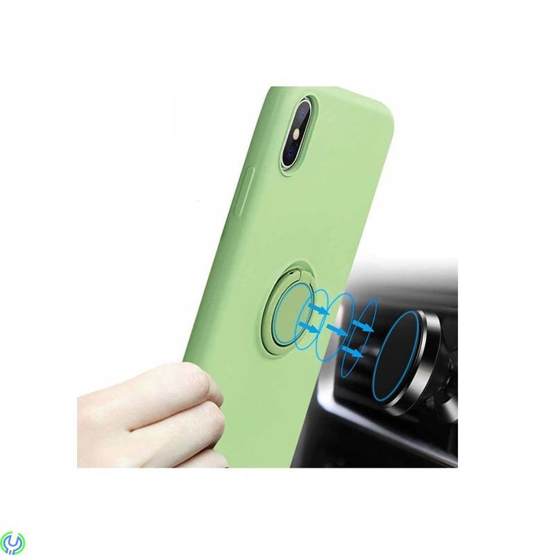 iPhone 11Pro Mjuk silikonfodral, Grön, Mjuk silikonfodral för iPhone 11 Pro med stand magnetisk ring hållare., iPhone 11 modelle