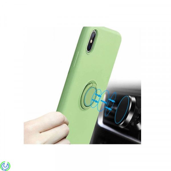 iPhone 11Pro Mjuk silikonfodral, Grön, Mjuk silikonfodral för iPhone 11 Pro med stand magnetisk ring hållare., iPhone 11 modelle