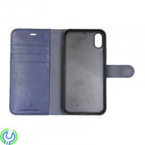 iPhone XS MAX 2 i 1 Magnet Mobilfodral äkta Läder, Blå, 2 i 1 Magnet Mobilfodral äkta Läder för iPhone XS MAX, Blå, IPHONE XS MA