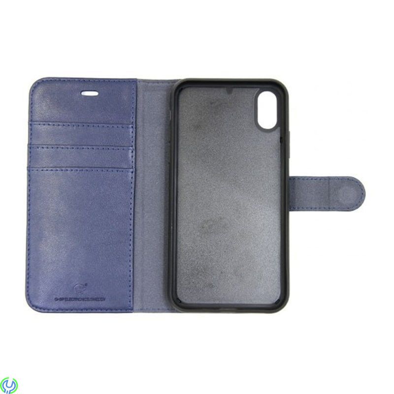 iPhone XS MAX 2 i 1 Magnet Mobilfodral äkta Läder, Blå, 2 i 1 Magnet Mobilfodral äkta Läder för iPhone XS MAX, Blå, IPHONE XS MA