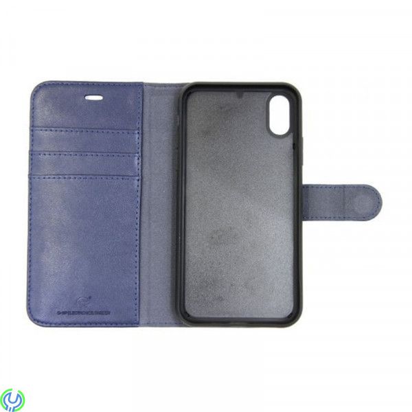 iPhone XS MAX 2 i 1 Magnet Mobilfodral äkta Läder, Blå, 2 i 1 Magnet Mobilfodral äkta Läder för iPhone XS MAX, Blå, IPHONE XS MA