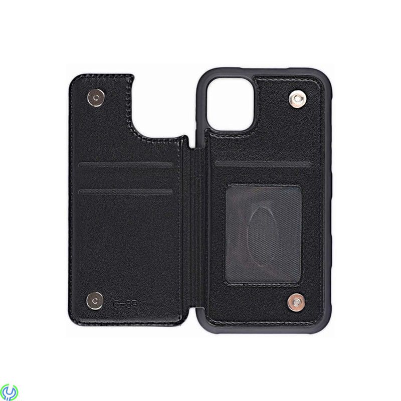 iPhone 11 Pro Max PU-läderfodral bak Flip, svart, G-SP PU Leather Back Flip Kickstand Card Case Black For iPhone 11 Pro Max, iPh