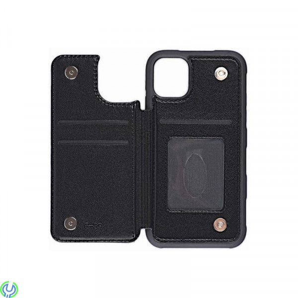 iPhone 11 Pro Max PU-läderfodral bak Flip, svart, G-SP PU Leather Back Flip Kickstand Card Case Black For iPhone 11 Pro Max, iPh