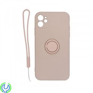 Mjuk silikonfodral för iPhone 11, rosa, Mjuk silikonfodral för iPhone 11 rosa med magnetisk ring hållare., iPhone 11 modeller, ,