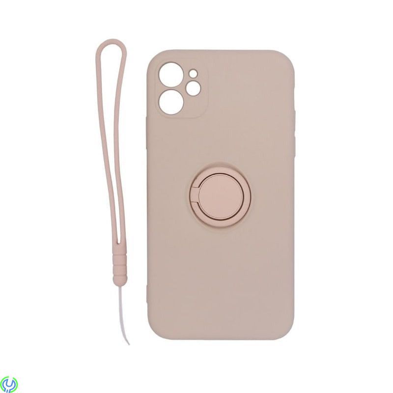 Mjuk silikonfodral för iPhone 11, rosa, Mjuk silikonfodral för iPhone 11 rosa med magnetisk ring hållare., iPhone 11 modeller, ,