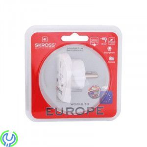 SKROSS Reseadapter från världen till EU, SKROSS reseadapter från EMEA/US/UK till EU, ojordad, 220-250V max 16A, vit., Hem & Frit