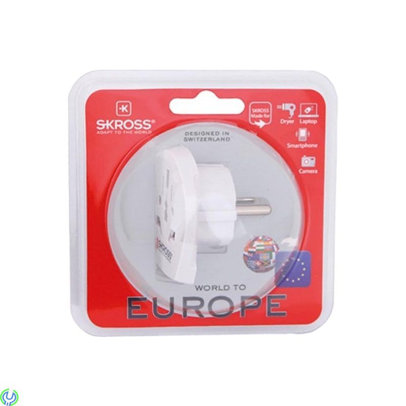 SKROSS Reseadapter från världen till EU, SKROSS reseadapter från EMEA/US/UK till EU, ojordad, 220-250V max 16A, vit., Hem & Frit