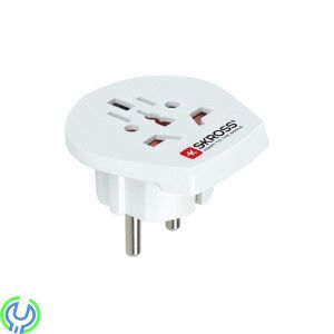 SKROSS Reseadapter från världen till EU, SKROSS reseadapter från EMEA/US/UK till EU, ojordad, 220-250V max 16A, vit., Hem & Frit