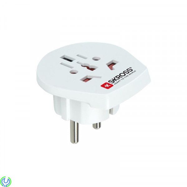 SKROSS Reseadapter från världen till EU, SKROSS reseadapter från EMEA/US/UK till EU, ojordad, 220-250V max 16A, vit., Hem & Frit