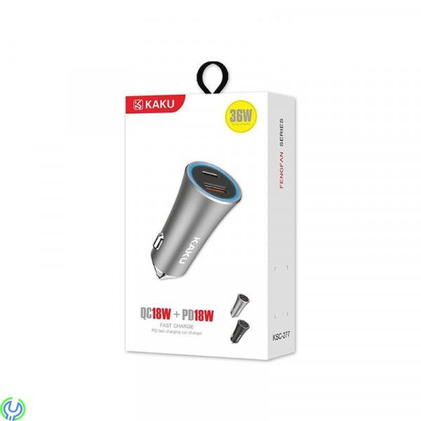 Billaddare USB-C PD 18W + USB 3.0, 3A KAKU, KAKU 18W USB-C PD 18W + USB QC 3.0 18W Billaddare med Dual Port.


, Kablar & Lad