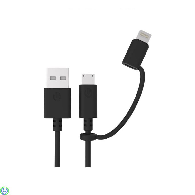 MIKRO USB MED Lightning ADAPTER 1M SVART, MFI-certifierad USB 2.0 Type-A till Micro USB och Lightning, Micro USB, , Elgruvan