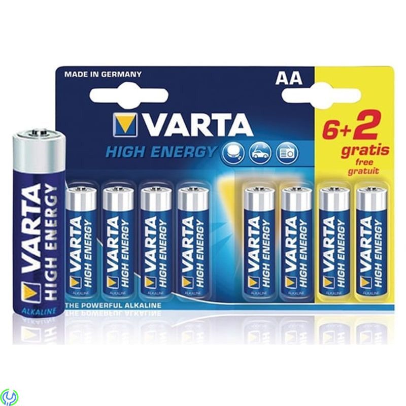 AA Batteri alkaline, High Energy 8-pack, Kampanjblister: 6 + 2 gratis Alkaliskt AA, Hem & Fritid, , Varta