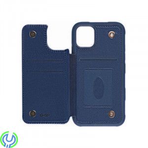 iPhone 11 Pro Max PU läder Kickstand fodral blå, PU Leather Back Flip Kickstand Card Case Blue For iPhone 11 Pro Max, iPhone 11 