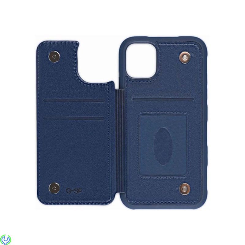 iPhone 11 Pro Max PU läder Kickstand fodral blå, PU Leather Back Flip Kickstand Card Case Blue For iPhone 11 Pro Max, iPhone 11 