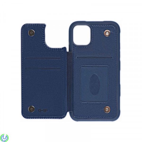 iPhone 11 Pro Max PU läder Kickstand fodral blå, PU Leather Back Flip Kickstand Card Case Blue For iPhone 11 Pro Max, iPhone 11 