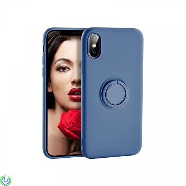 Mjuk silikonfodral för iPhone XS Max, Blå, Mjuk silikonfodral för iPhone XS Max med stand magnetisk ring hållare., iPhone X mode