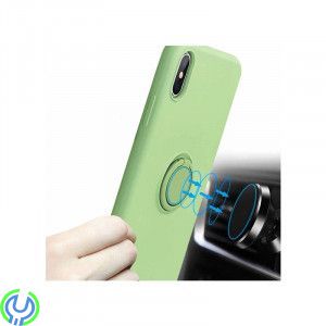 Mjuk silikonfodral för iPhone XS Max, Grön, Mjuk silikonfodral för iPhone XS Max med stand magnetisk ring hållare., iPhone X mod
