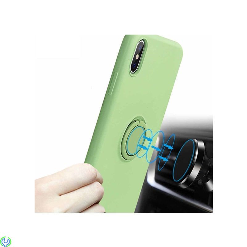 Mjuk silikonfodral för iPhone XS Max, Grön, Mjuk silikonfodral för iPhone XS Max med stand magnetisk ring hållare., iPhone X mod