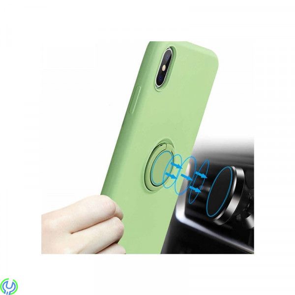 Mjuk silikonfodral för iPhone XS Max, Grön, Mjuk silikonfodral för iPhone XS Max med stand magnetisk ring hållare., iPhone X mod