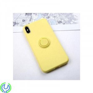 Mjuk silikonfodral för iPhone XS Max, Gul, Mjuk silikonfodral för iPhone XS Max med stand magnetisk ring hållare., Mobilskal/ La