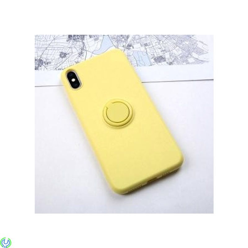 Mjuk silikonfodral för iPhone XS Max, Gul, Mjuk silikonfodral för iPhone XS Max med stand magnetisk ring hållare., Mobilskal/ La